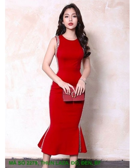 Đầm Lai Loe Kết Ống Trúc Bên Hông - 2279