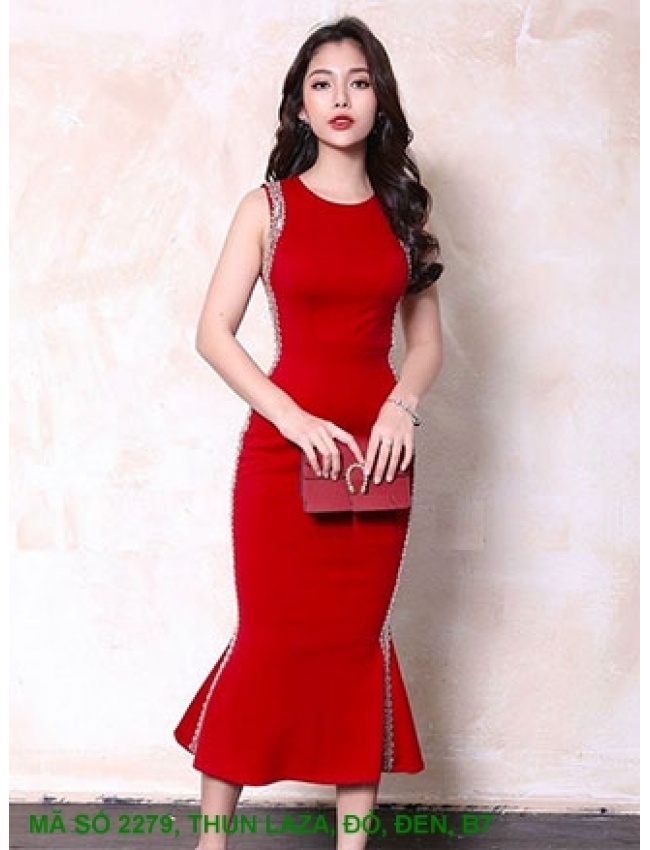 Đầm Lai Loe Kết Ống Trúc Bên Hông - 2279