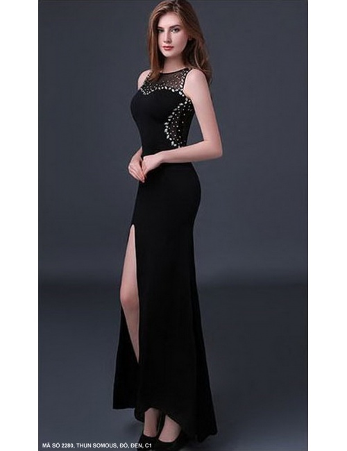 Đầm Dạ Hội Đính Hạt Phối Lưới Sang Trọng - 2280