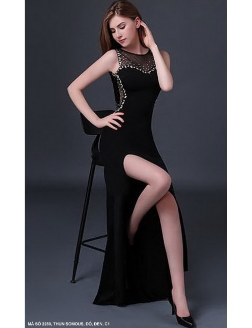 Đầm Dạ Hội Đính Hạt Phối Lưới Sang Trọng - 2280