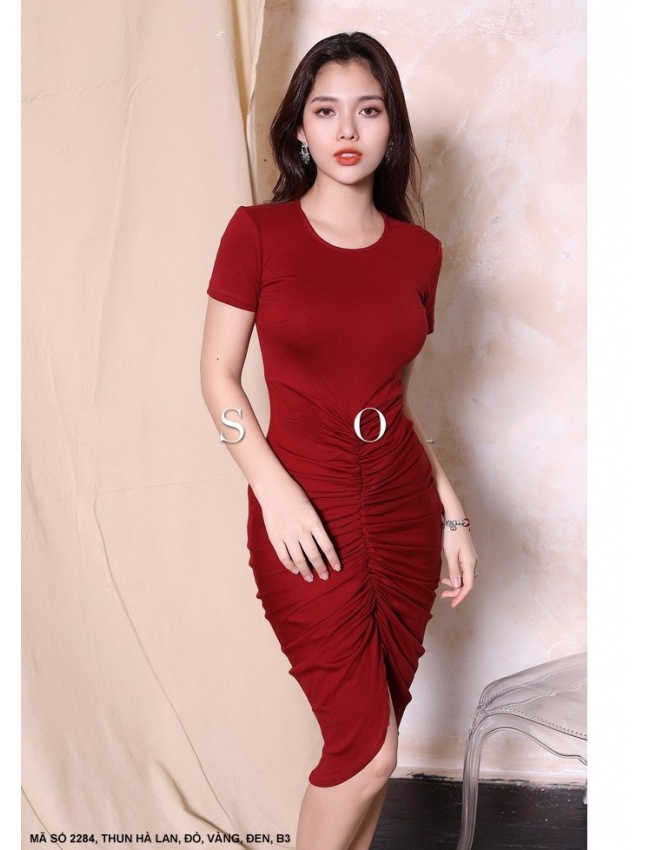ĐẦM TAY NGẮN DÚN EO LAI XẺ GIỮA - 2284