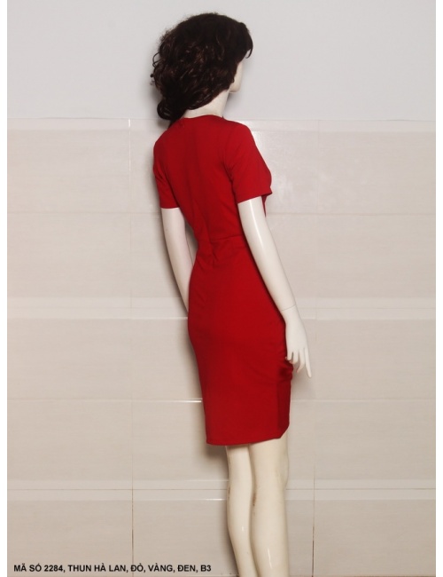 Đầm Tay Ngắn Dún Eo Lai Xẻ Giữa - 2284