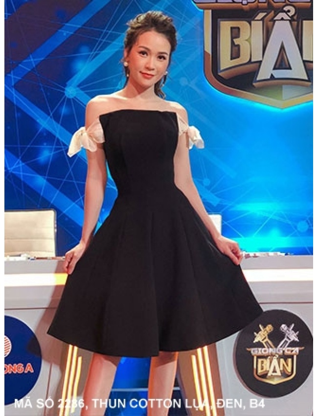 Đầm Xòe Bé Sam Phối Nơ Vai - 2286
