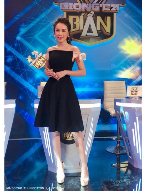 Đầm Xòe Bé Sam Phối Nơ Vai - 2286
