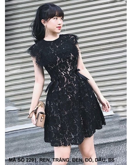 Đầm Ren Đính 2 Nơ Bên Eo - 2291