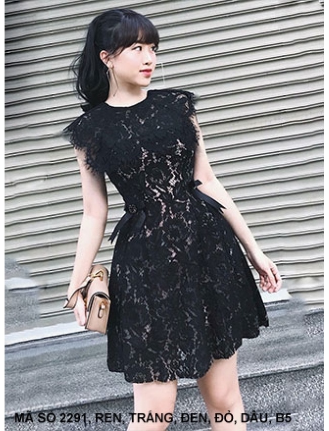 Đầm Ren Đính 2 Nơ Bên Eo - 2291