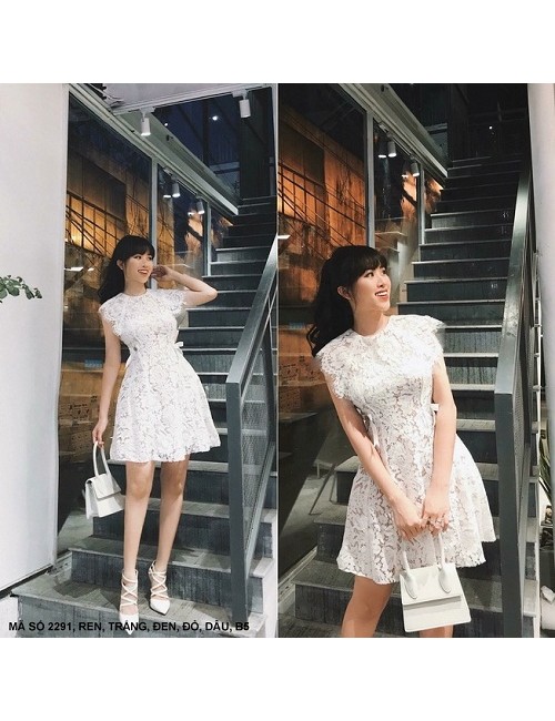 Đầm Ren Đính 2 Nơ Bên Eo - 2291