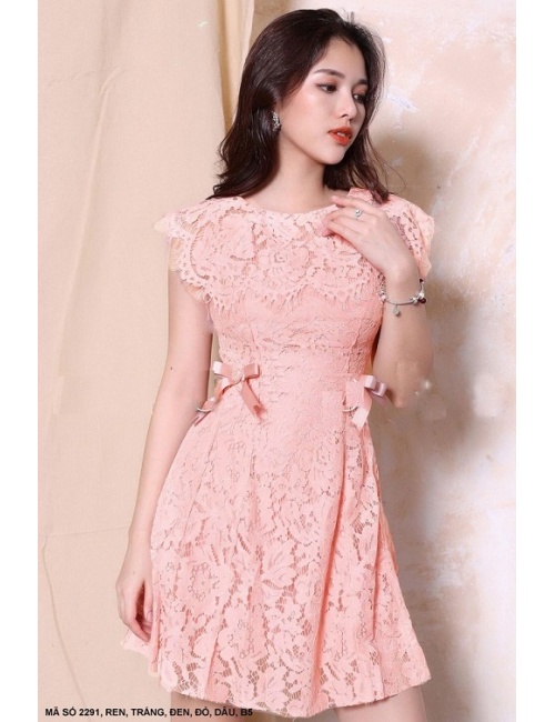 Đầm Ren Đính 2 Nơ Bên Eo - 2291