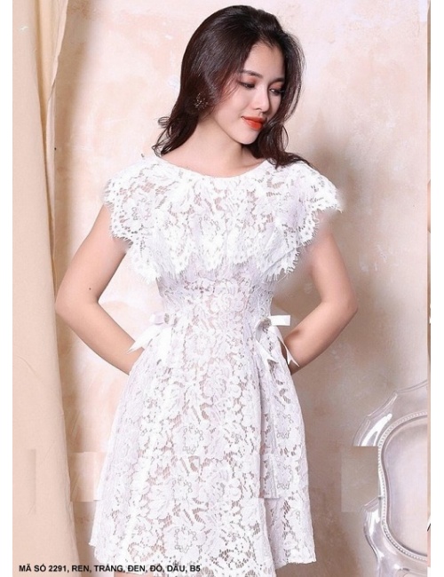 Đầm Ren Đính 2 Nơ Bên Eo - 2291