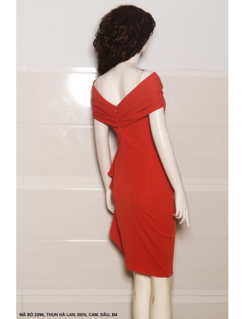 Đầm Lai Xéo Dún 1 Bên Eo Cổ Đính Khoen D - 2296
