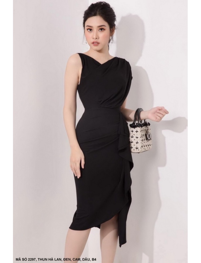 Đầm Lai Xéo Vai Lệch Dún Bên Hông - 2297