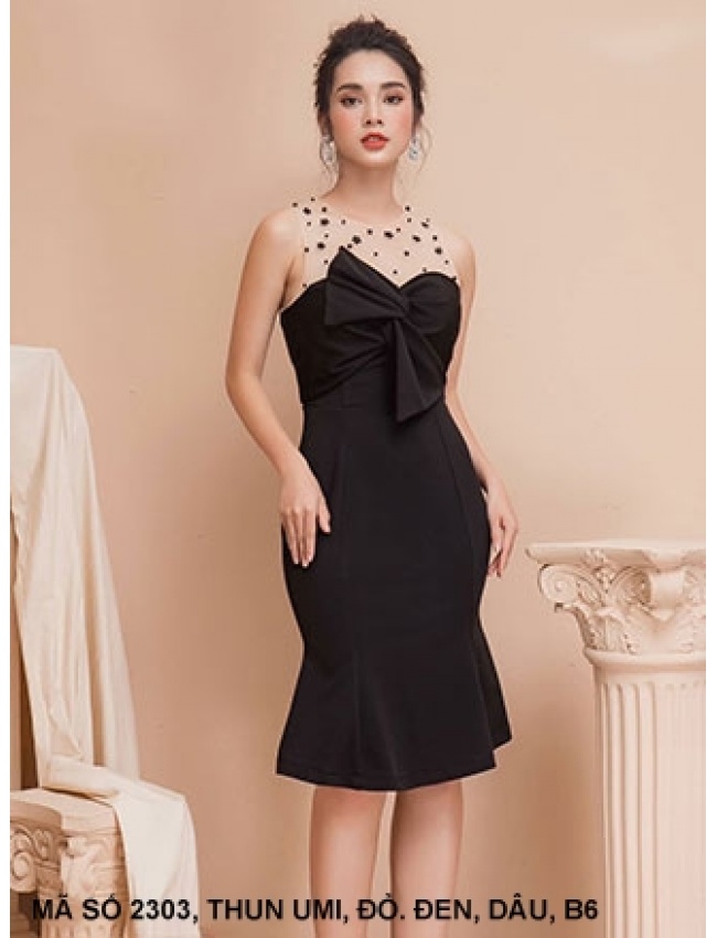 Đầm Cúp Ngực Đính Nơ Lớn Trước Ngực - 2303