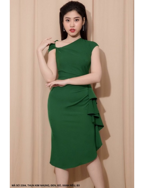 Đầm Sát Nách Cổ Xéo Lai Xéo - 2304