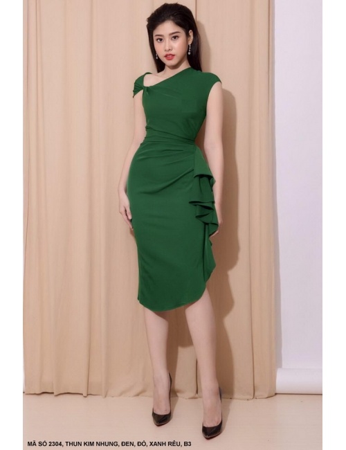 Đầm Sát Nách Cổ Xéo Lai Xéo - 2304