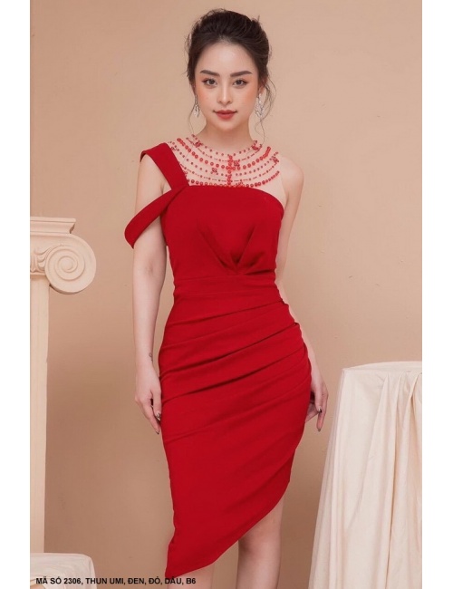 Đầm Một Cầu Vai Lai Chéo 2306