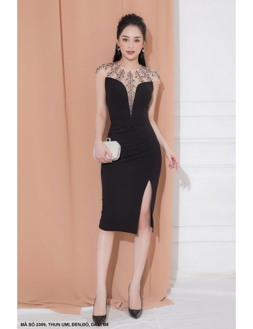 Đầm Sát Nách Xẻ Lai Phối Lưới - 2309