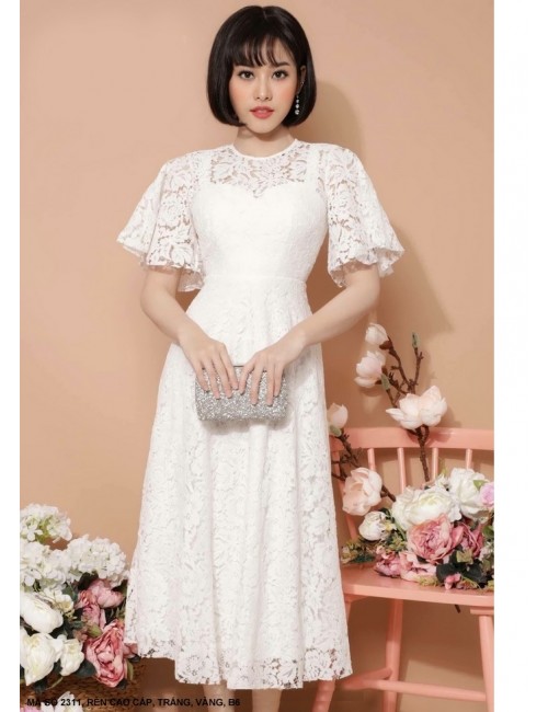 Đầm Ren Tay Ngắn Loe - 2311