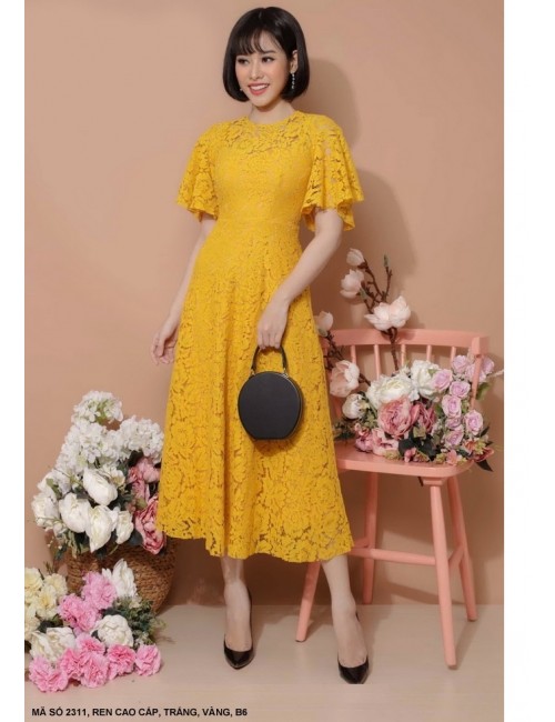 Đầm Ren Tay Ngắn Loe - 2311