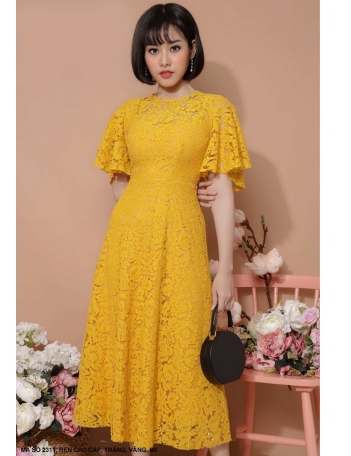 Đầm Ren Tay Ngắn Loe - 2311