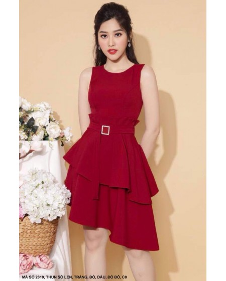 ĐẦM SÁT NÁCH DÚN 2 TẦNG LAI XÉO THẮT NƠ EO  - 2319