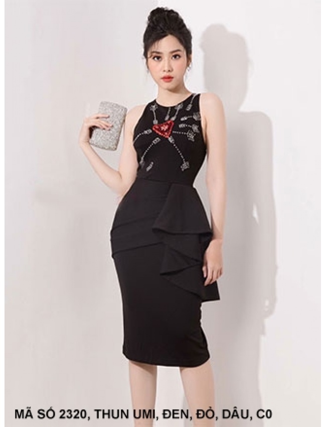 Đầm Ôm Sát Nách Đính Bèo Eo - 2320
