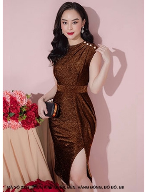 Đầm Ôm Sát Nách Xẻ Đùi Thắt Đai Eo - 2323