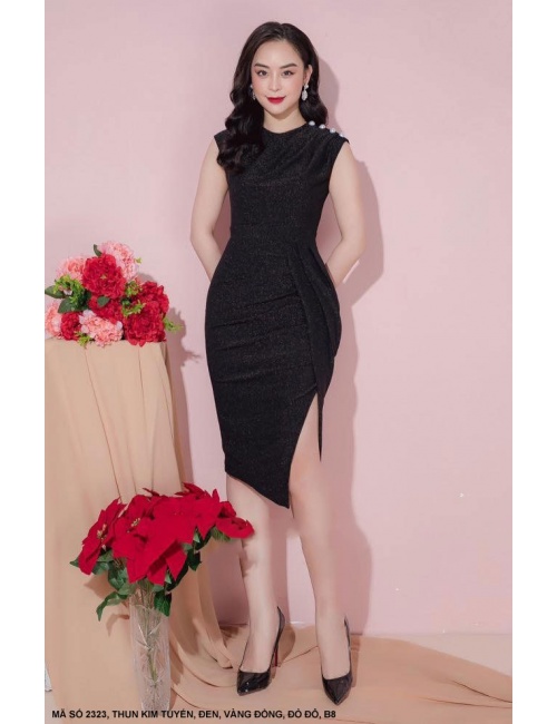 Đầm Ôm Sát Nách Xẻ Đùi Thắt Đai Eo - 2323