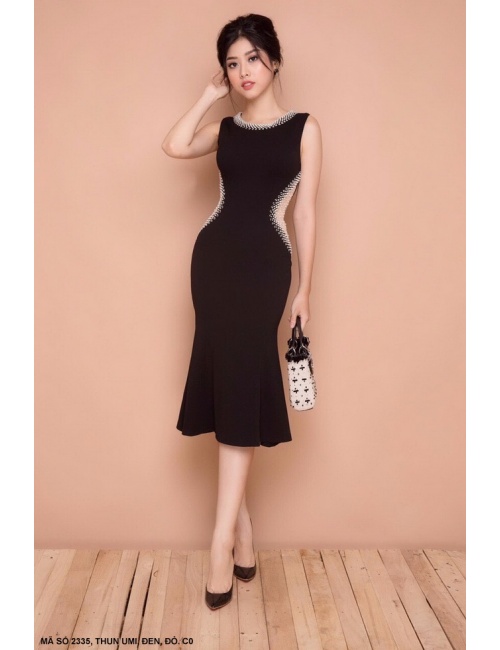 Đầm Ôm Eo Phối Lưới Lai Dún - 2335