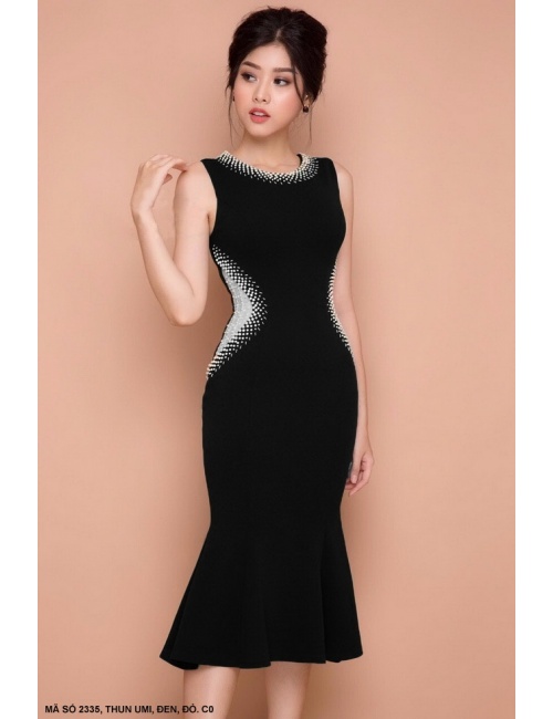 Đầm Ôm Eo Phối Lưới Lai Dún - 2335