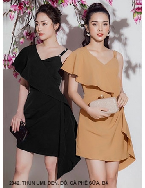 Đầm Xòe 1 Dây 1 Tay Ngắn Dún - 2342