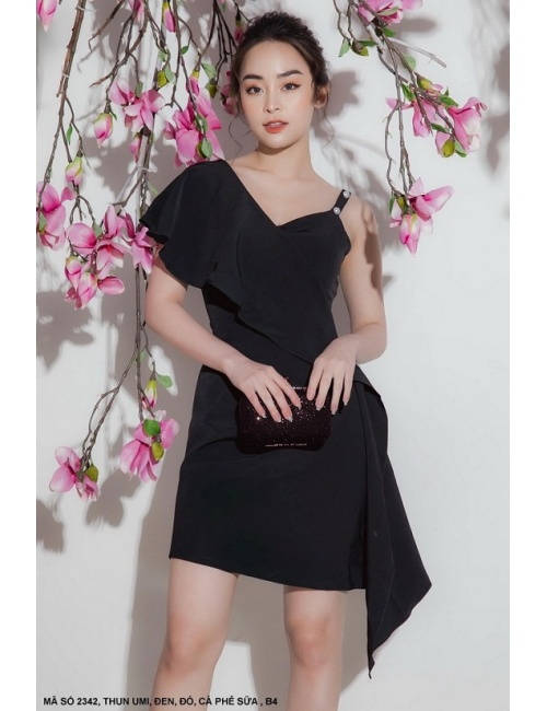 Đầm Xòe 1 Dây 1 Tay Ngắn Dún - 2342