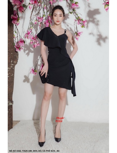 Đầm Xòe 1 Dây 1 Tay Ngắn Dún - 2342
