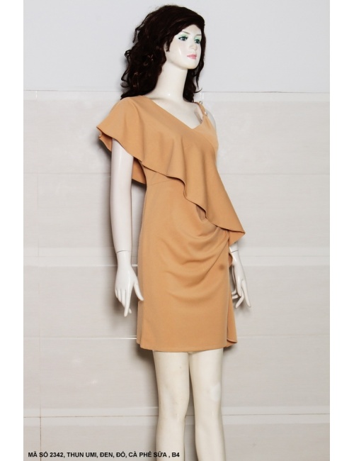 Đầm Xòe 1 Dây 1 Tay Ngắn Dún - 2342