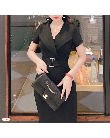 Đầm Ôm Cổ Vest Sang Trọng -D9020