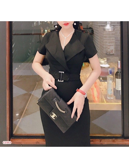 ĐẦM ÔM CỔ VEST SANG TRỌNG -D9020