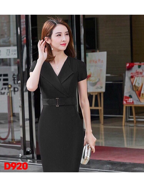 ĐẦM ÔM CỔ VEST SANG TRỌNG -D9020