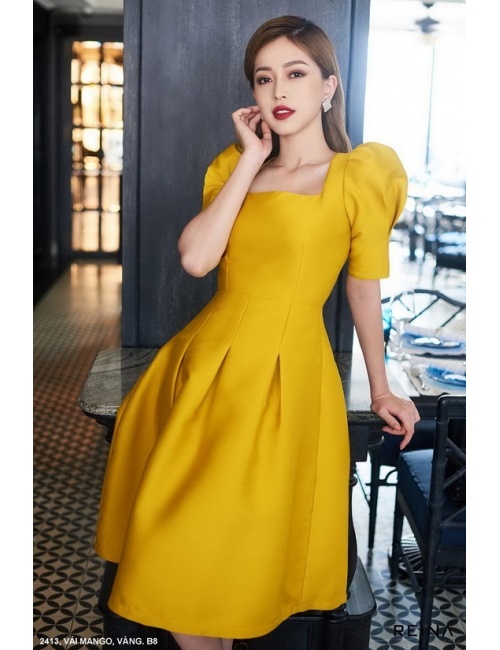 Đầm Xòe Cổ Vuông Tay Lở - 2413