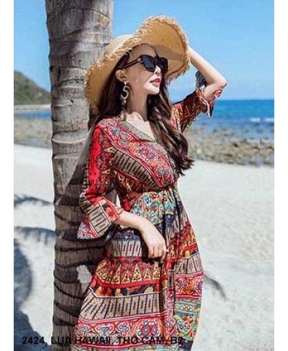 Váy Thổ Cẩm Trắng Đỏ Phong Cách Bohemian – Authentic Store