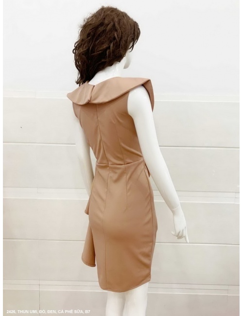 Đầm Dún Eo Tay Dún Đính Khoen - 2426