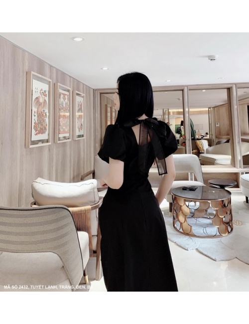 Đầm Xòe Cổ Vuông Tay Ngắn Dún - 2432