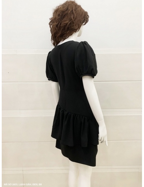 Đầm Xòe 2 Tầng Cổ Vuông Tay Ngắn Dún - 2433