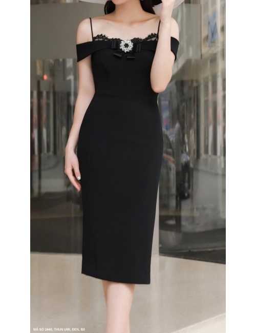 Đầm Ôm 2 Dây Vai Đỗ Sang Trọng - 2440