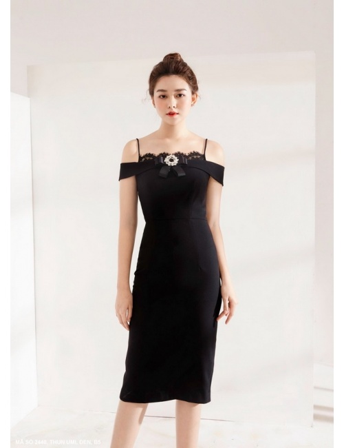 Đầm Ôm 2 Dây Vai Đỗ Sang Trọng - 2440