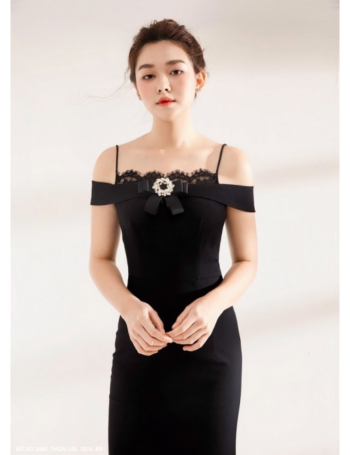 Đầm Ôm 2 Dây Vai Đỗ Sang Trọng - 2440