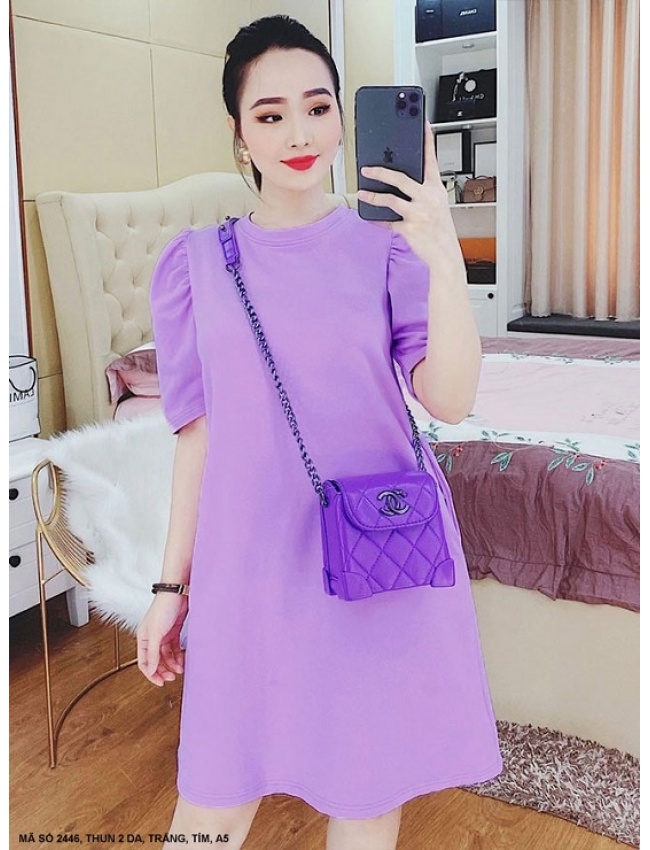 Đầm Suông Tay Phồng Có 2 Túi Hông - 2446