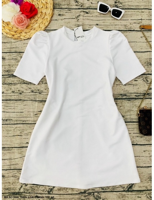 Đầm Suông Tay Phồng Có 2 Túi Hông - 2446