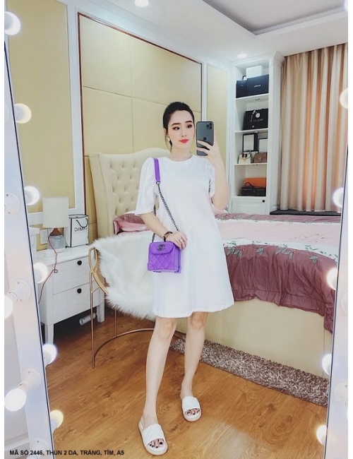 Đầm Suông Tay Phồng Có 2 Túi Hông - 2446