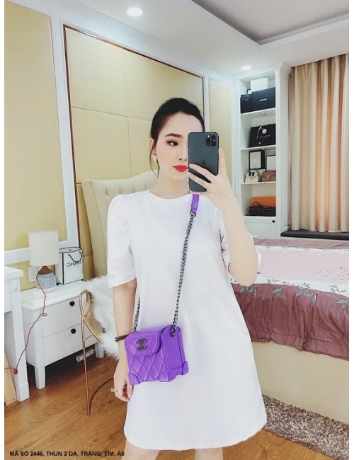 Đầm Suông Tay Phồng Có 2 Túi Hông - 2446