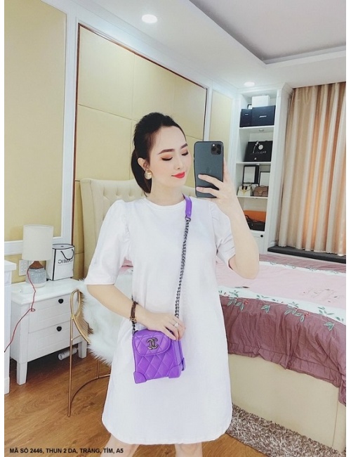 Đầm Suông Tay Phồng Có 2 Túi Hông - 2446