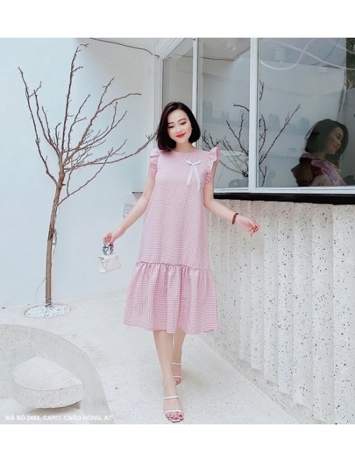 Đầm Bèo Lai Sọc Caro - 2458